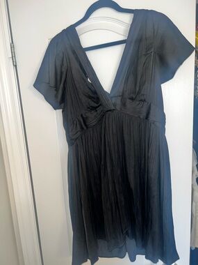 Anthropologie Black V-Neck Mini Dress